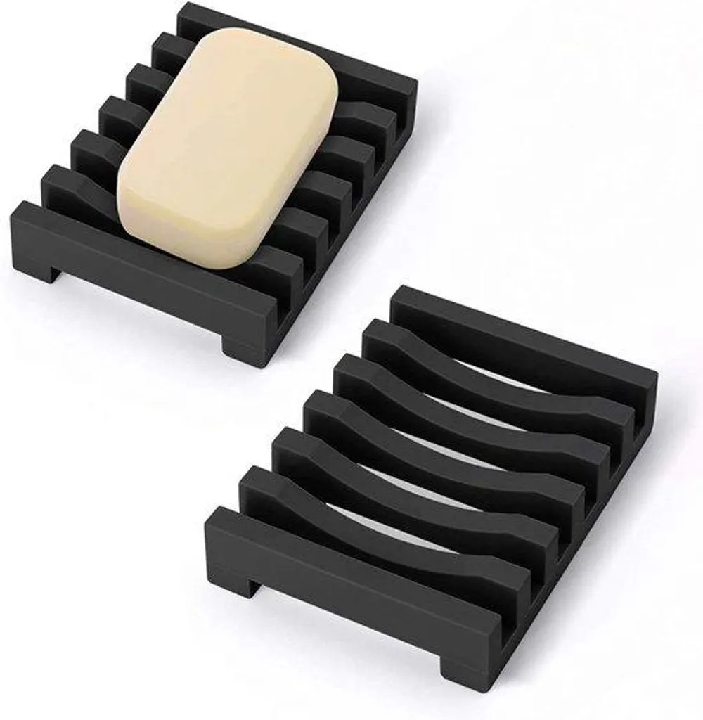 Porte-savon silicone noir pour douche et cuisine : séchage rapide garanti