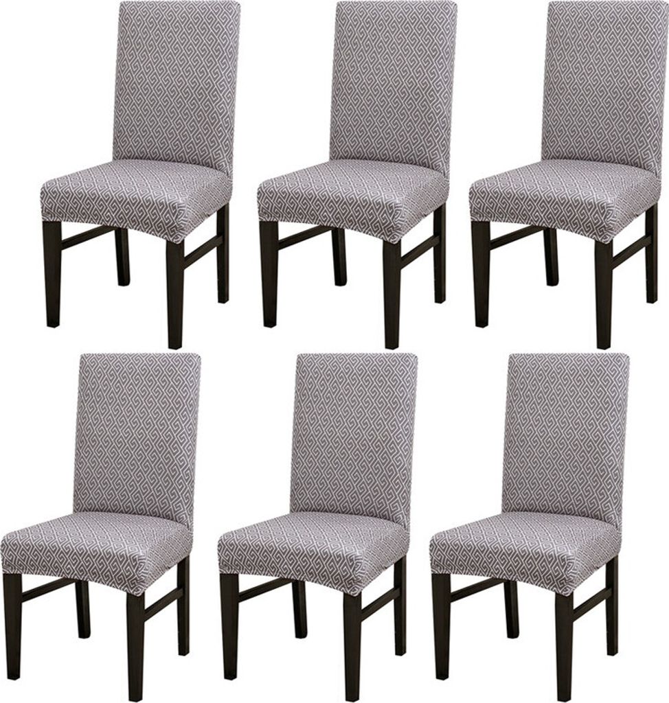 Esszimmerstuhlbezüge 6er-Set Stretch Stuhlkissen Anti-Staub für Hotel Büro Bankett Hochzeit, Grau