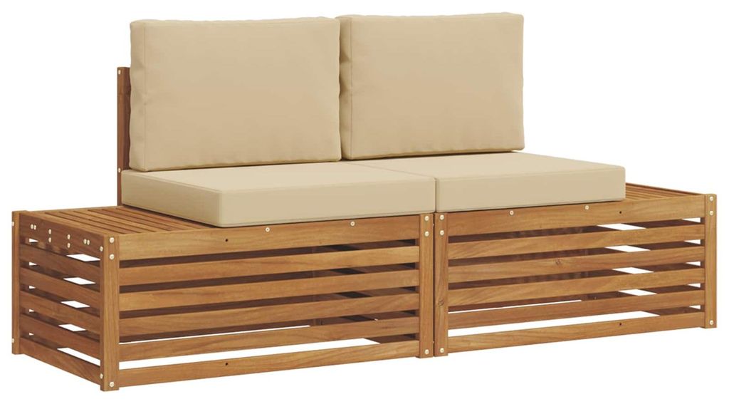 vidaXL Outdoor-Sofagarnitur mit Kissen 2 Stück Natur und Beige