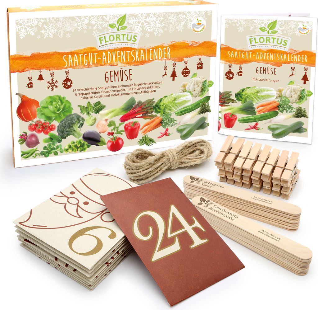 Saatgut Adventskalender Gemüse | Samen Adventskalender von FLORTUS