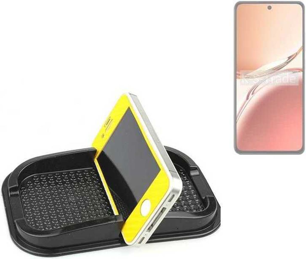 K-S-Trade Auto Anti Rutsch Matte Smartphone-Halter kompatibel mit Oppo Reno12 FS 4G Haft Pad Armaturenbrett Handy-Halterung Silikon