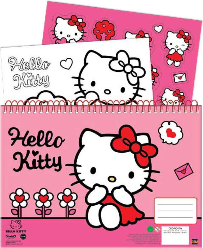 Hello Kitty Skizzenbuch A4 40 Seiten Sticker Mädchen Sanrio Produktbild 