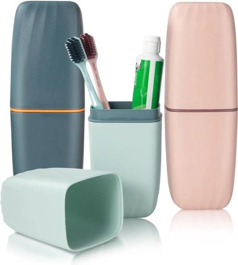 Étui à brosse à dents en bambou naturel - Set de 3 tubes nomades