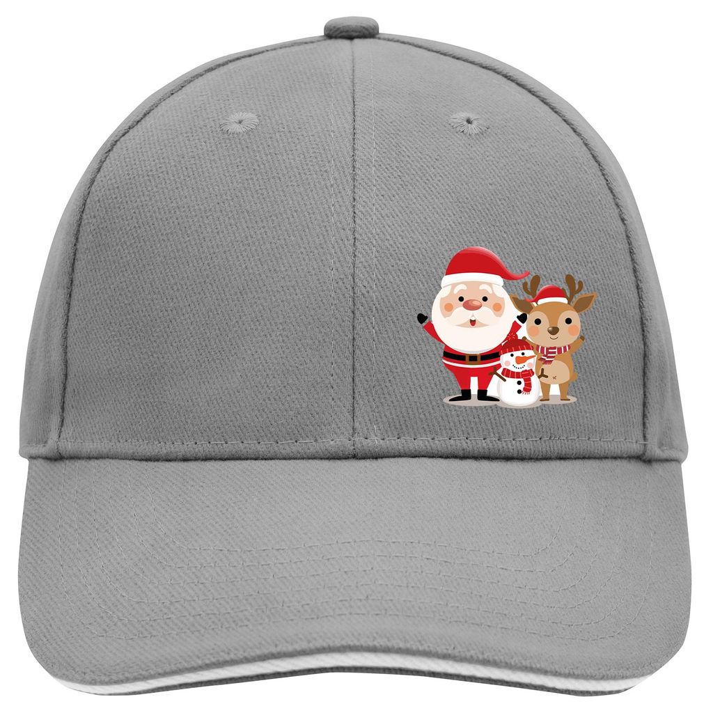 Huuraa Cappy Mütze Weihnachtsmann Rudolph und Schneemann Dark Grey/White Baumwolle 6-Panel Kappe Geschenkidee