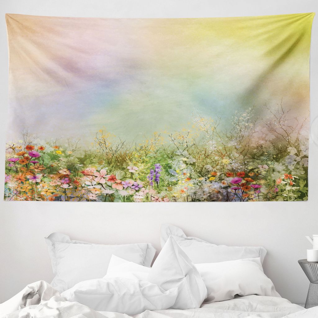 ABAKUHAUS Blumen Wandteppich, Frühlings-Blumen-Natur aus Weiches Mikrofaser Stoff Waschbar ohne Verblassen Digitaldruck, 230 x 140 cm, Mehrfarbig