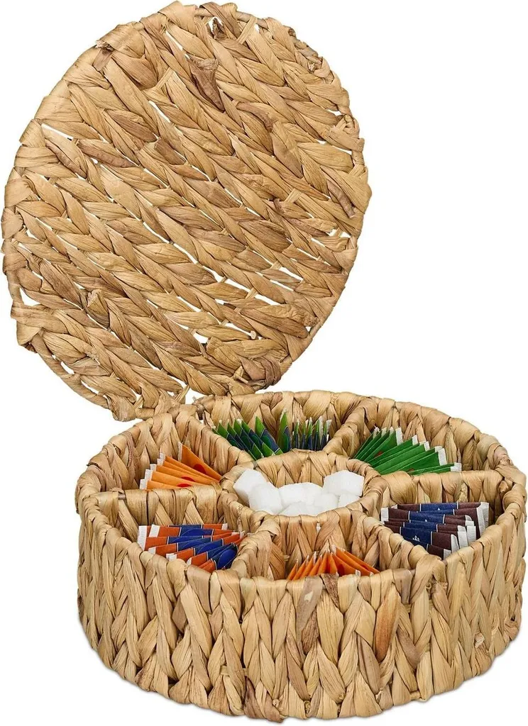 Cofanetto Porta Tè da Regalo - Intreccio Elegante 7 Scomparti - Rotondo