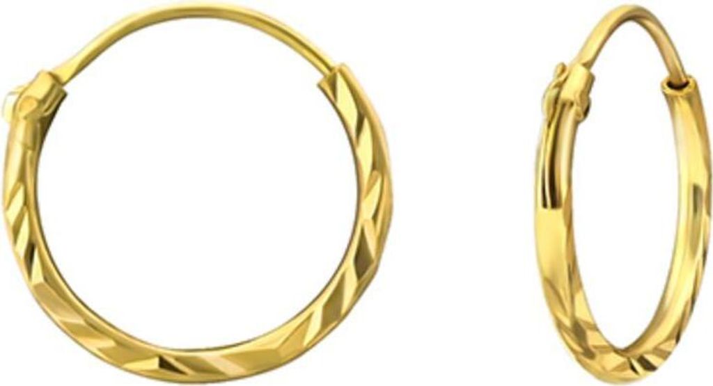 Kleine Creolen Silber 925 Ohrringe „Diamond Cut“ Gold 12 mm