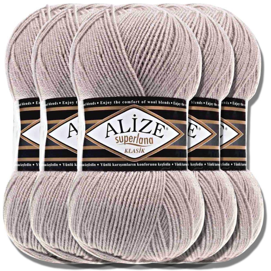 Alize 5x 100g Superlana Klasik Wolle, Uni, Häkeln, Stricken Produktbild 