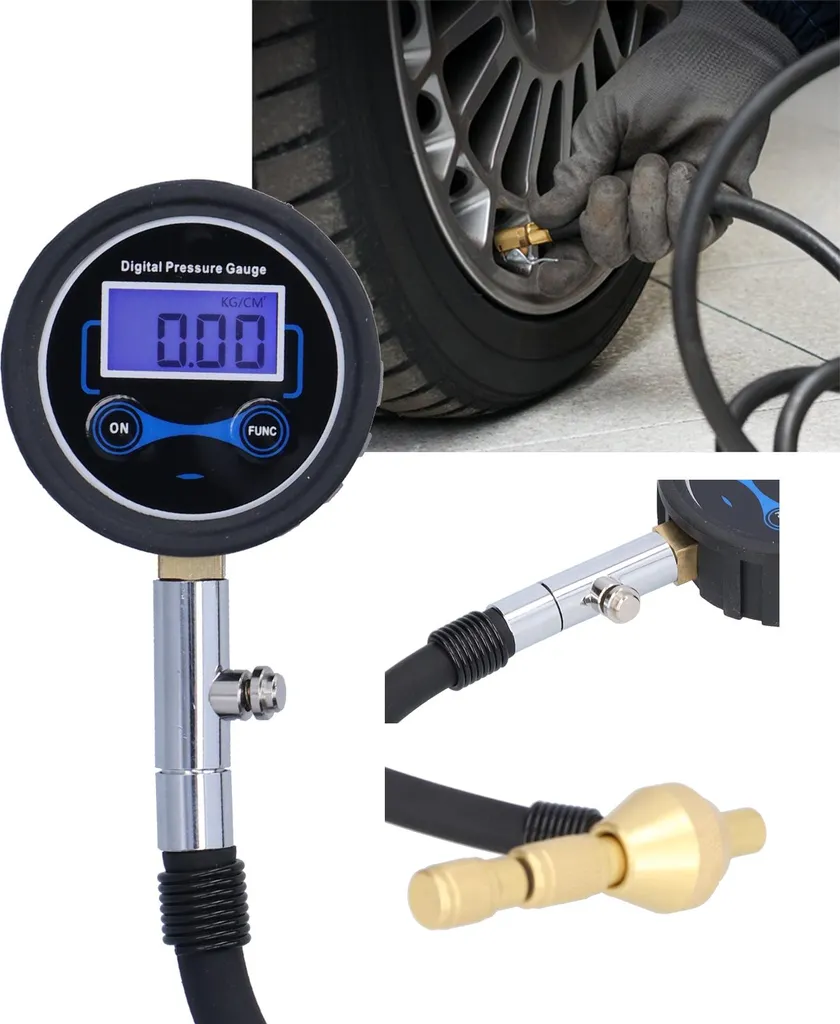 Manometro Digitale Pneumatici Professionale LCD Alta Precisione 255 PSI - 2