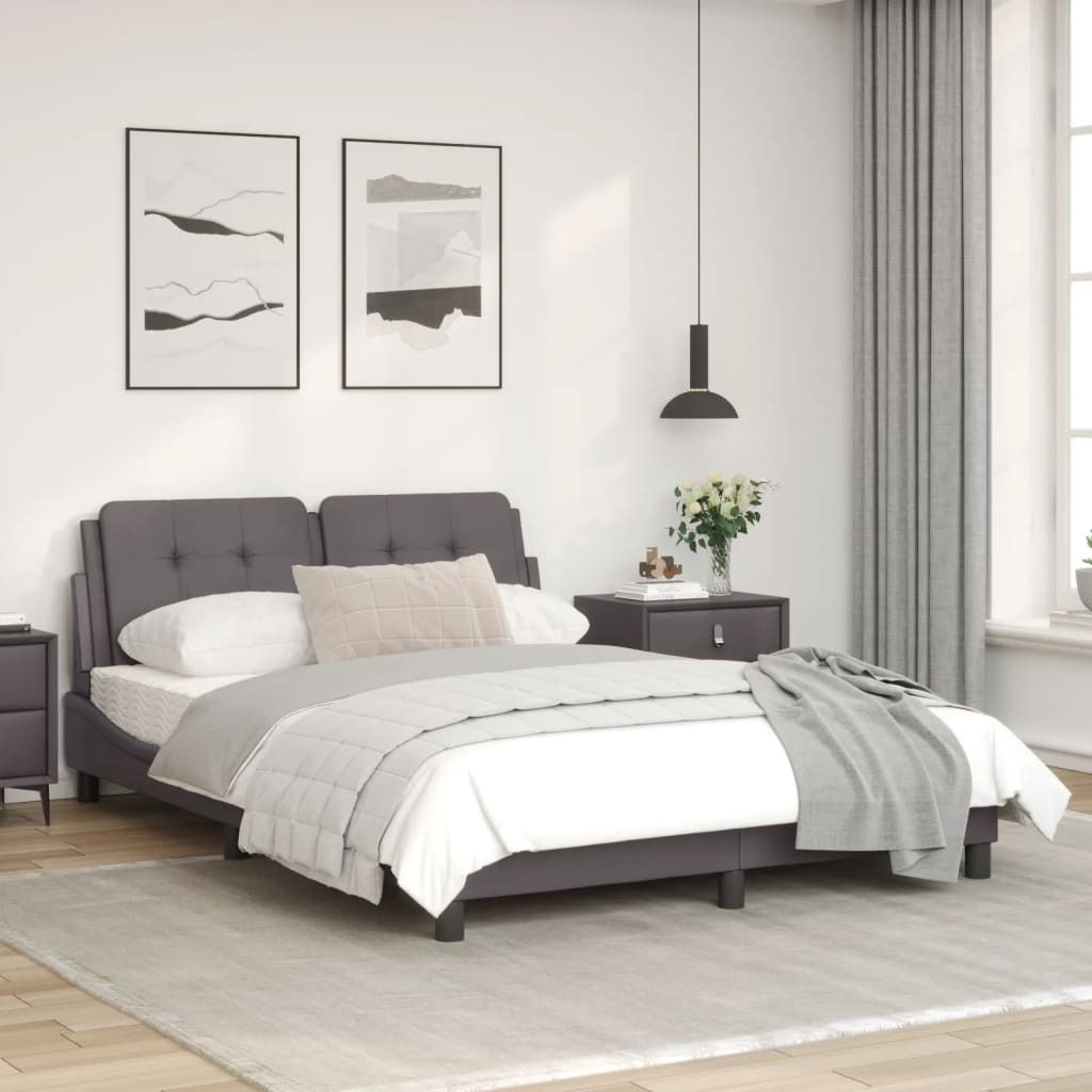 "im Sonderangebot"Bettgestell - CLORIS - Doppelbett - Robust und langlebig - ohne Matratze "Zadar" Grau 140x200 cm - Einfache Montage - Kunstleder ...