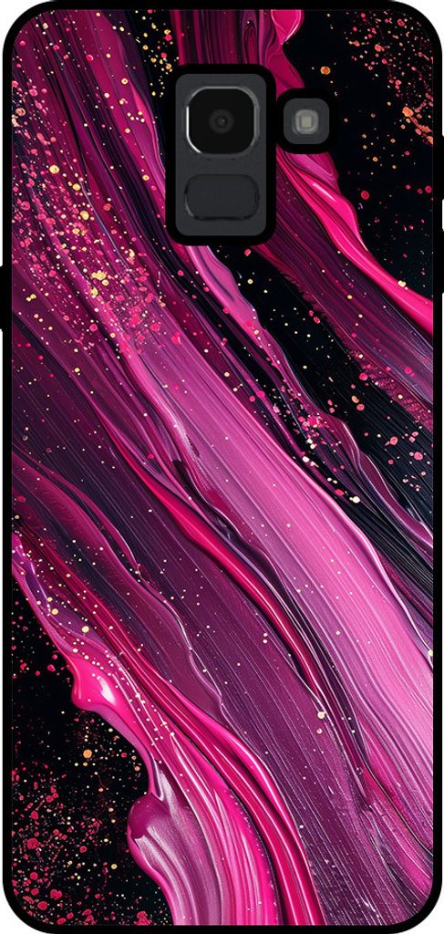 Smartphonica Handytasche Passend für Samsung Galaxy J6 2018 mit Marmordruck - TPU zurück Abdeckung Fall Marmor Design - Lila Rosa