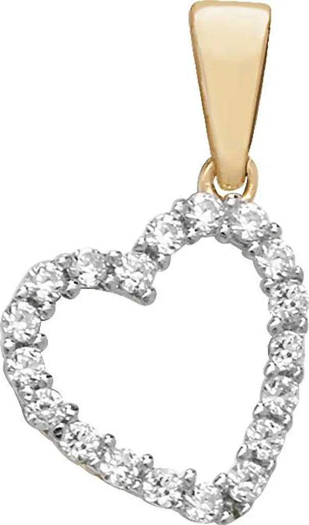 Idée Cadeau Femme : Pendentif Cœur Or 2 Tons et Pierres Brillantes