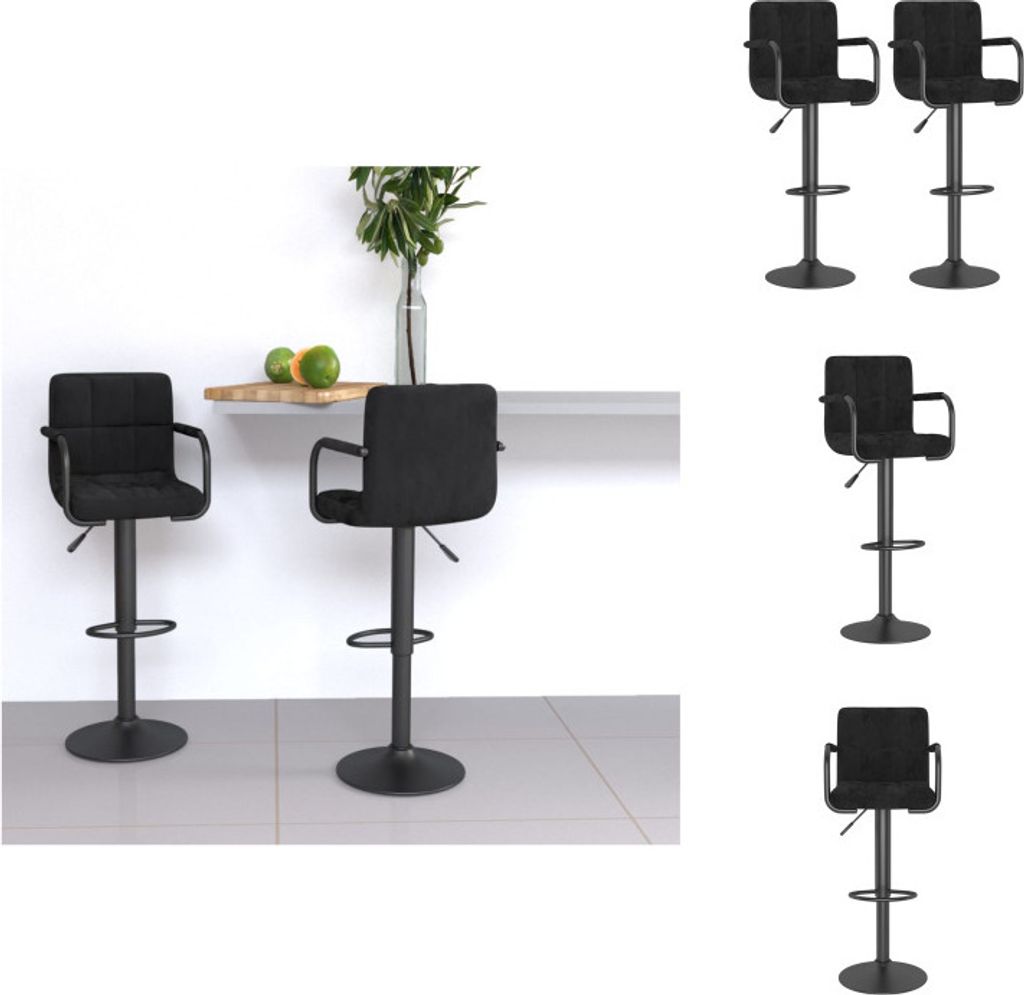 vidaXL Barhocker 2 Stk. Schwarz Samt - Barhocker
