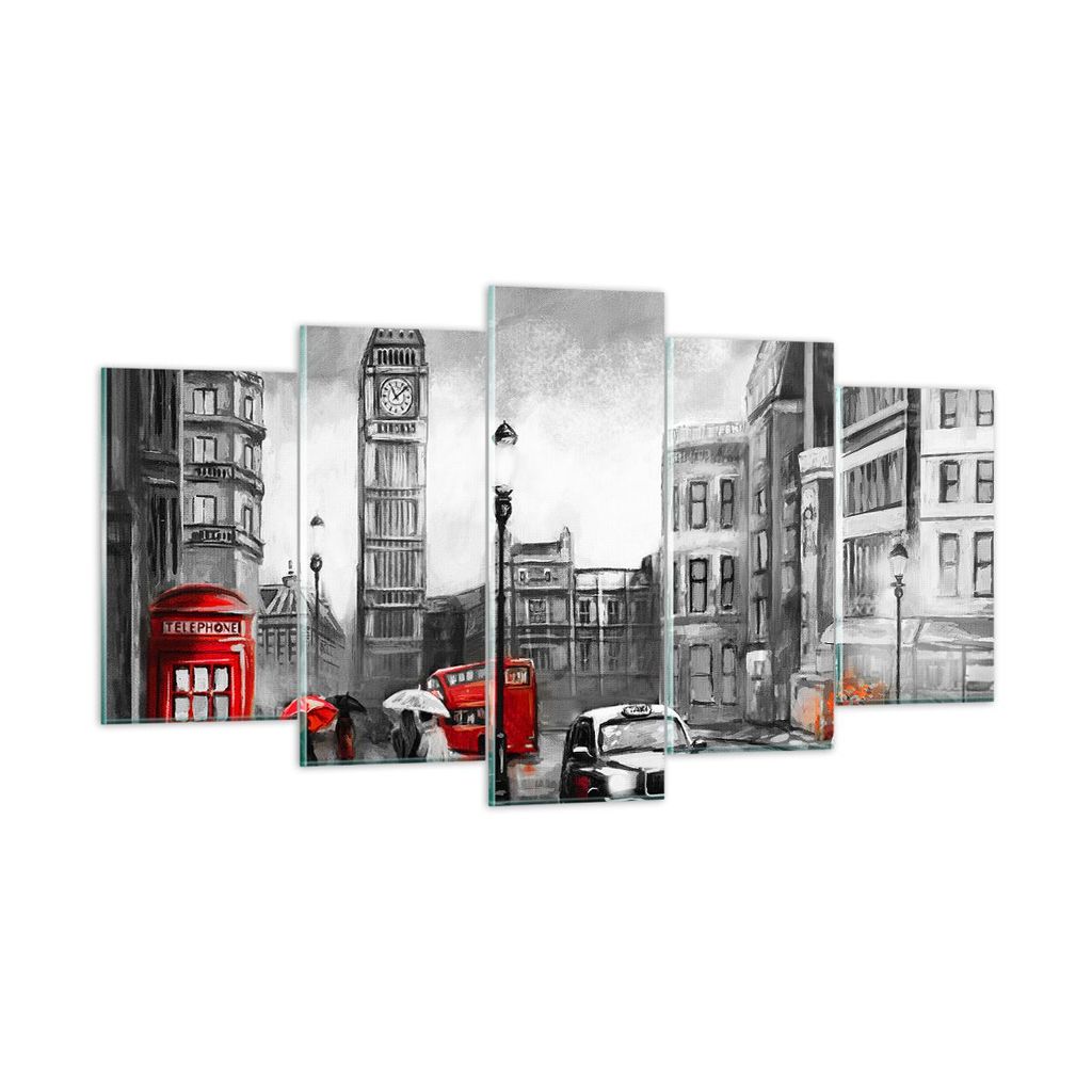 Bilder auf glas - London Bus - 160x85cm - Glasbilder - Wandbilder - Bilder - Kunstdruck - zum Aufhängen bereit - Wanddekoration aus Glas - Glas Bi...