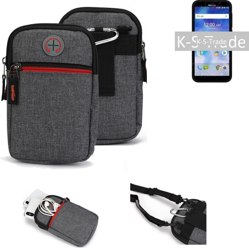 K-S-Trade Holster Gürteltasche kompatibel mit Sony Xperia 10 Handy Tasche Schutz Hülle grau Zusatzfächer 1x