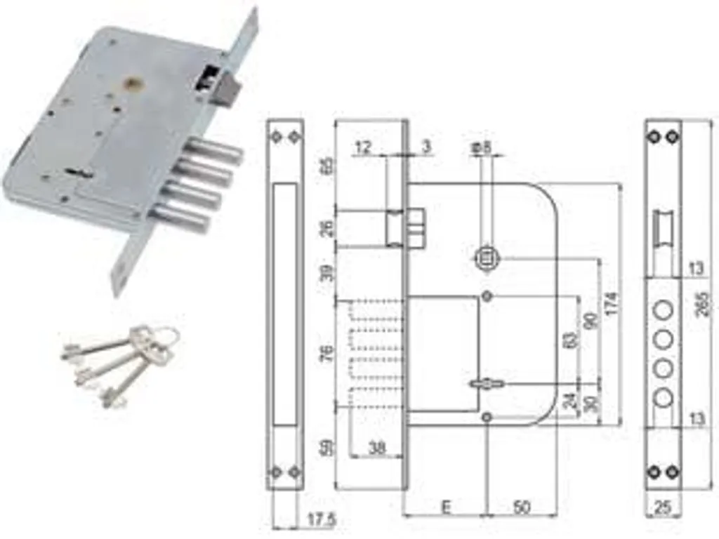 Serrure à encastrer pour rénovation de porte en bois axe 60 mm