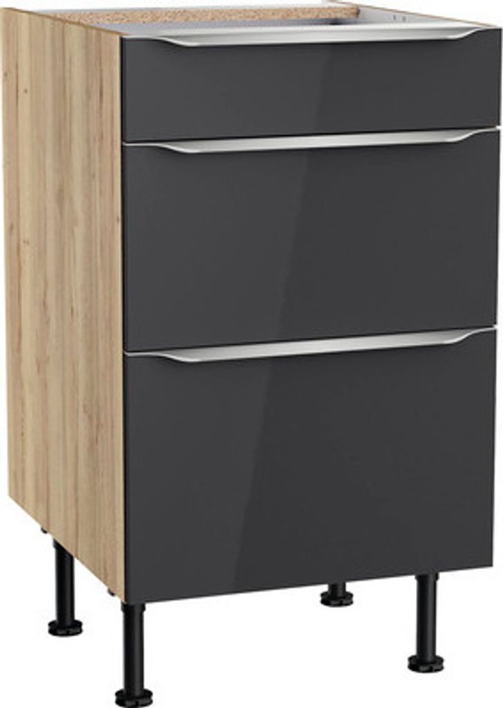 Optifit Schubladenunterschrank Linus984 BxTxH 50 x 58,4 x 87 cm anthrazit glänzend zerlegt KFLI U536-8E+