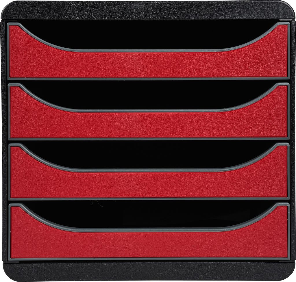 Exacompta Schubladenbox Big Box, 4 offene Schubladen, , Karminrot, 310718D