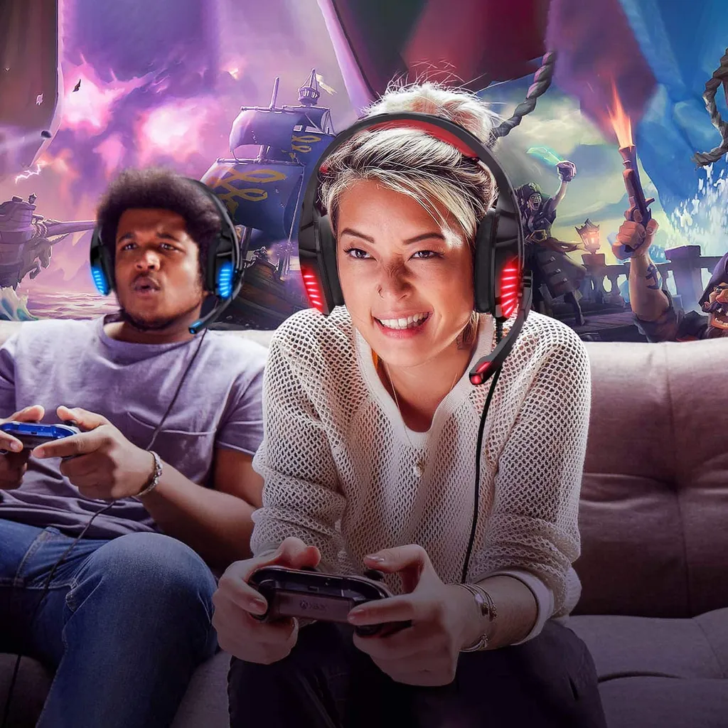 Casque de jeu pour immersion totale avec micro et prise jack bleue - 6