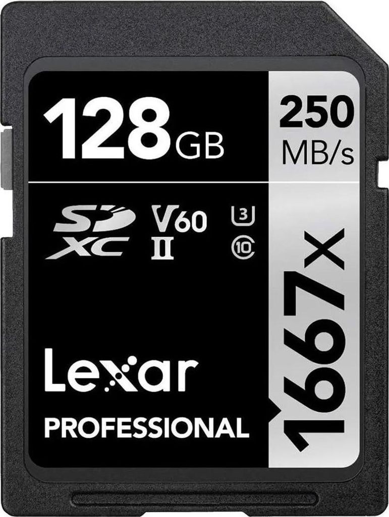 Lexar SDXC, 128 GB, 128 GB, SDXC, Tda 10, UHS-II, 250 MB/s, Obrázek produktu 
