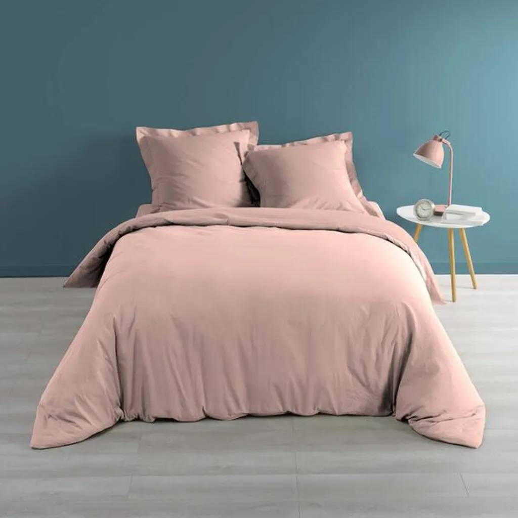 Housse de Couette LIA Percale de Coton Rose : Finis les Draps Rêches