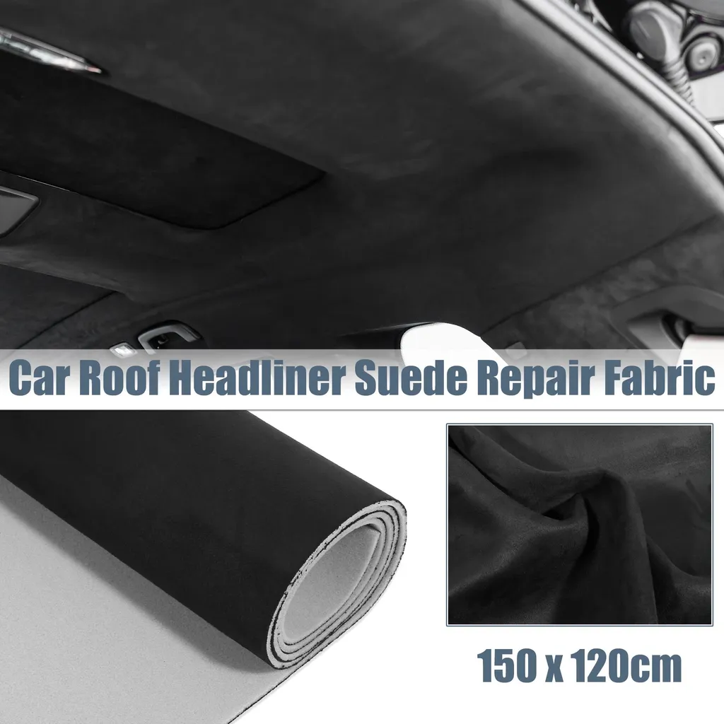Revêtement de Plafonnier en Daim Noir 120cm avec Support Mousse Confort