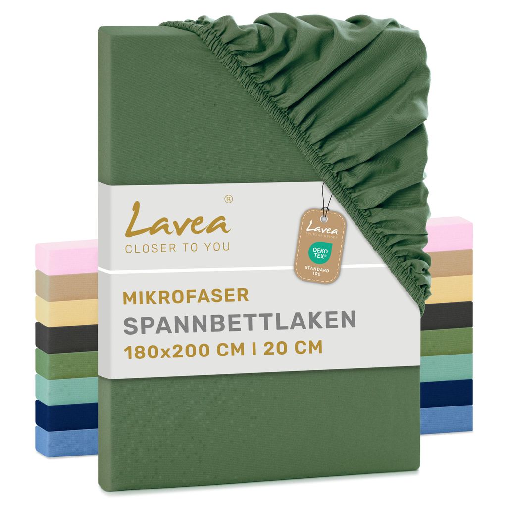 Lavea® 1er Set Spannbettlaken 180x200 cm aus Mikrofaser, Produktbild 
