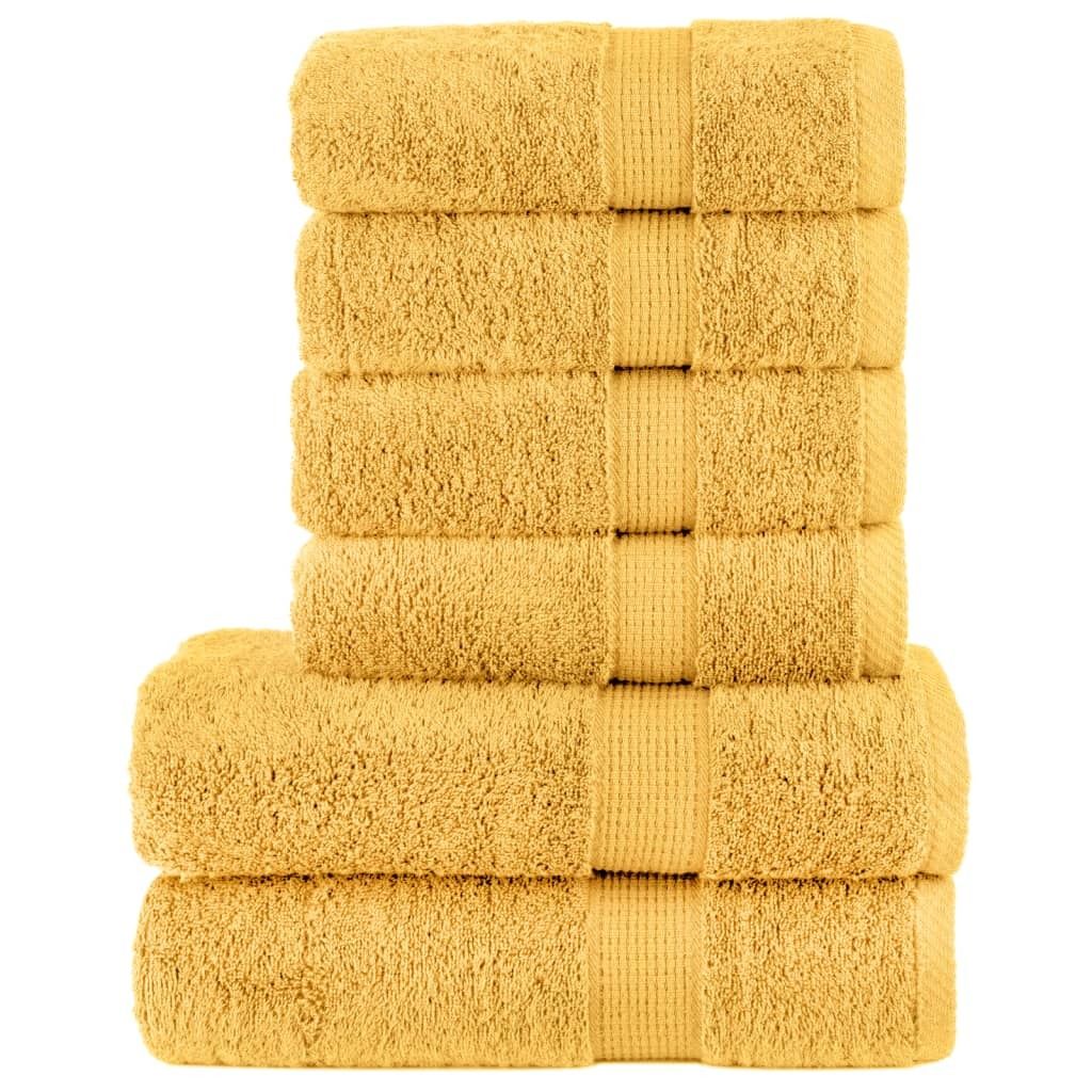 vidaXL 6 szt. Zestaw ręczników premium SOLUND Golden 600 Zdjęcie produktu 
