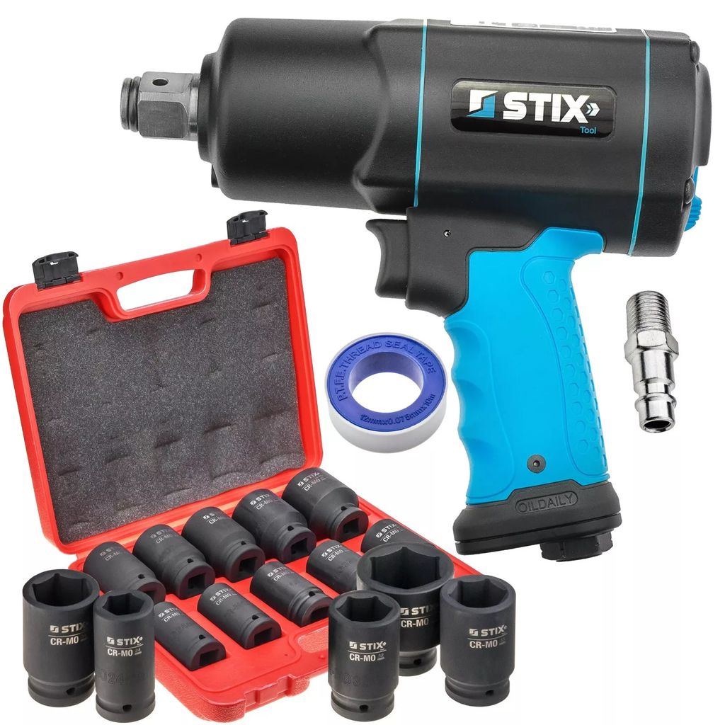 STIX Druckluft Schlagschrauber Set 2200Nm 3/4" mit Steckschlüssel-Satz 24-36mm