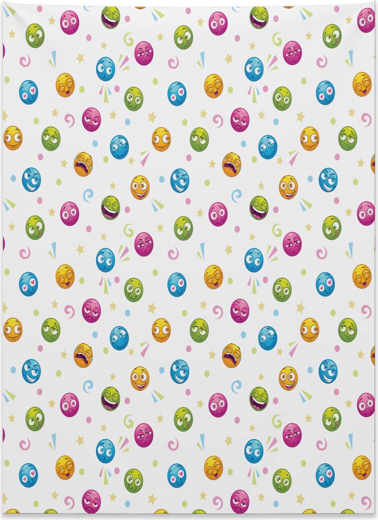 Abakuhaus emoji Wandteppich, Bunte runde Spaß-Gesichter aus Weiches Mikrofaser Stoff Kein Verblassen Klare Farben Waschbar, 110 x 150 cm, Mehrfarbig