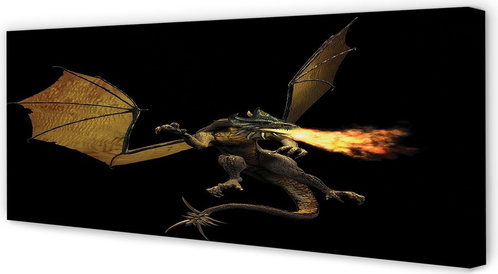 Leinwandbild 125x50 Wandkunst Feuer speienden Drachen