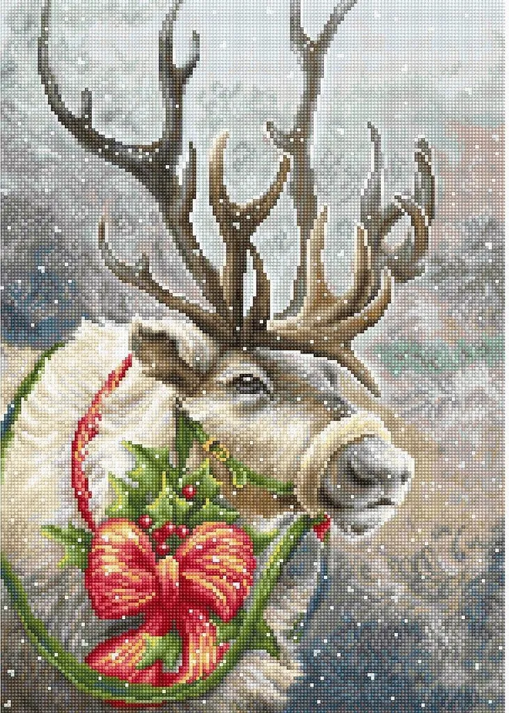 Luca-S set per punto croce "Cervo di Natale", schema contato, 21x30cm