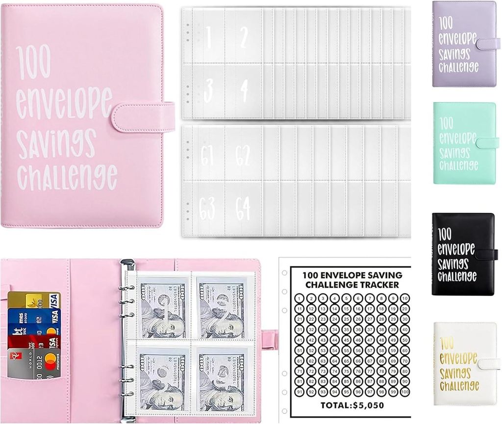 A5-Geld-Organizer(Pink)Geldspar-Ordner,Budget Binder mit Produktbild 