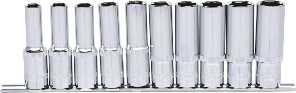 Douilles 6 pans CHROMEplus 1/2" version longue 10-19mm finition miroir