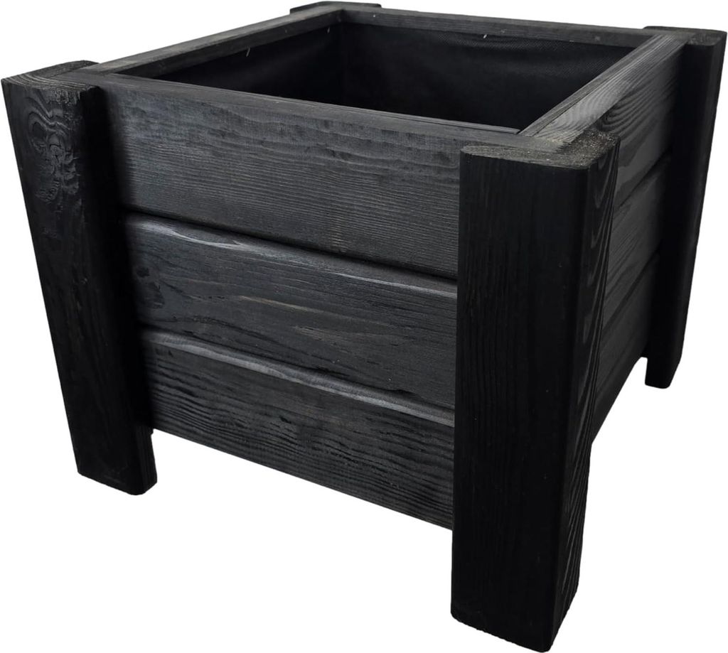 HolzGarden Pflanzkübel Holz Rechteckig 40x32x40 cm Imprägniert Farbe Ebenholz Wetterfest Blumenkasten Blumentopf Garten Pflanzkasten Outdoor 23l