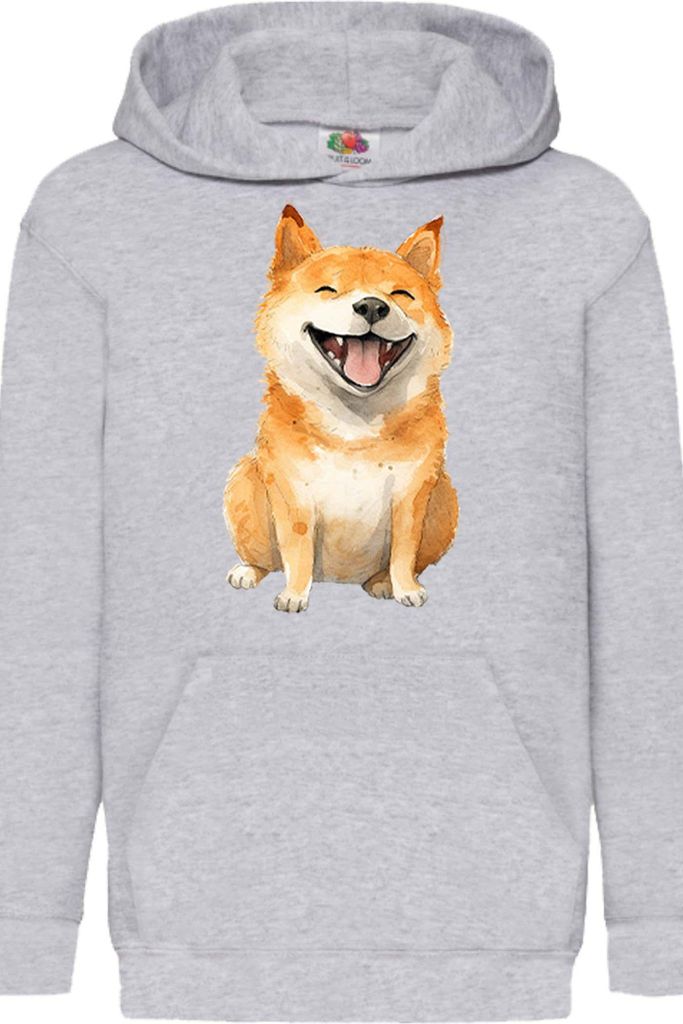 Kinder Kapuzenpullover Funny Dogs Breeds Shiba Inu Dog Breed, 5-6 Jahr - 116 / Grau