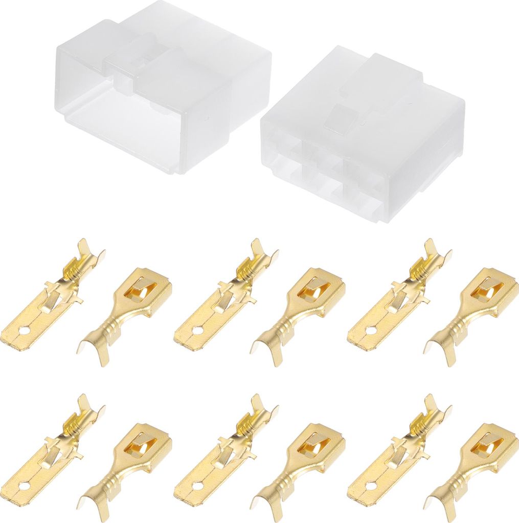 6-poliger Autoelektrischer Drahtstecker-Steckverbinder-Kit Wasserdicht 6.3 Serie Männlich Weiblich Kabel Terminalgehäuse Kunststoff Kupfer Weiß