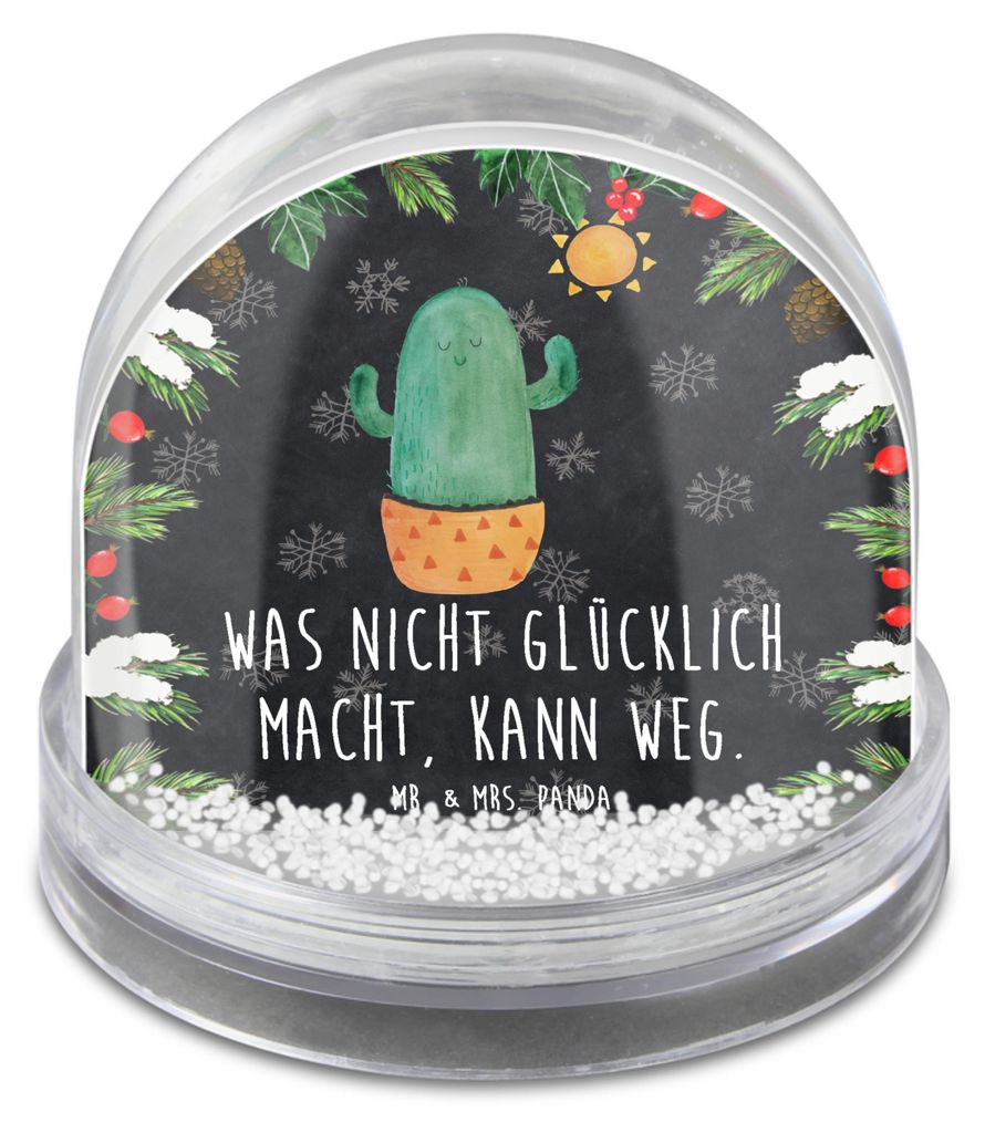 Mr. & Mrs. Panda Weihnachts Schneekugel Kaktus Sonne - Kreidetafel - Geschenk, Dekokugel, dekoartikel, Geschenkidee, schnee kugel, Kakteen, Trennun...