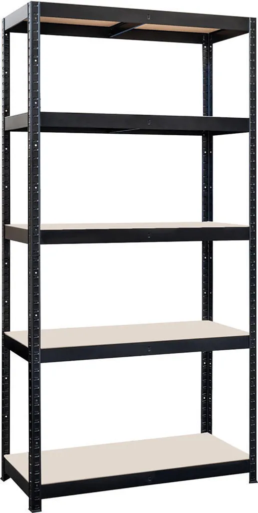 Étagère 900x450x1800mm avec 5 plateaux en MDF et structure acier noir