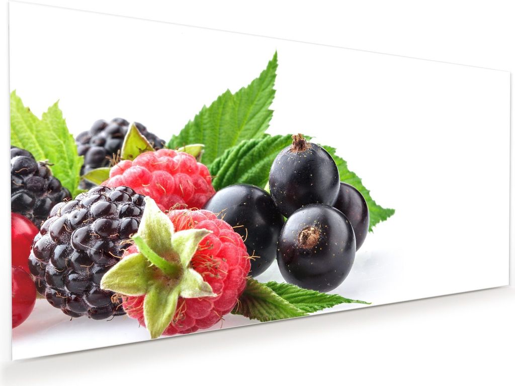 Glasbild Wandbild Sammlung aus Beeren 60x30cm in XXL für Wohnzimmer, Schlafzimmer, Badezimmer, Flur