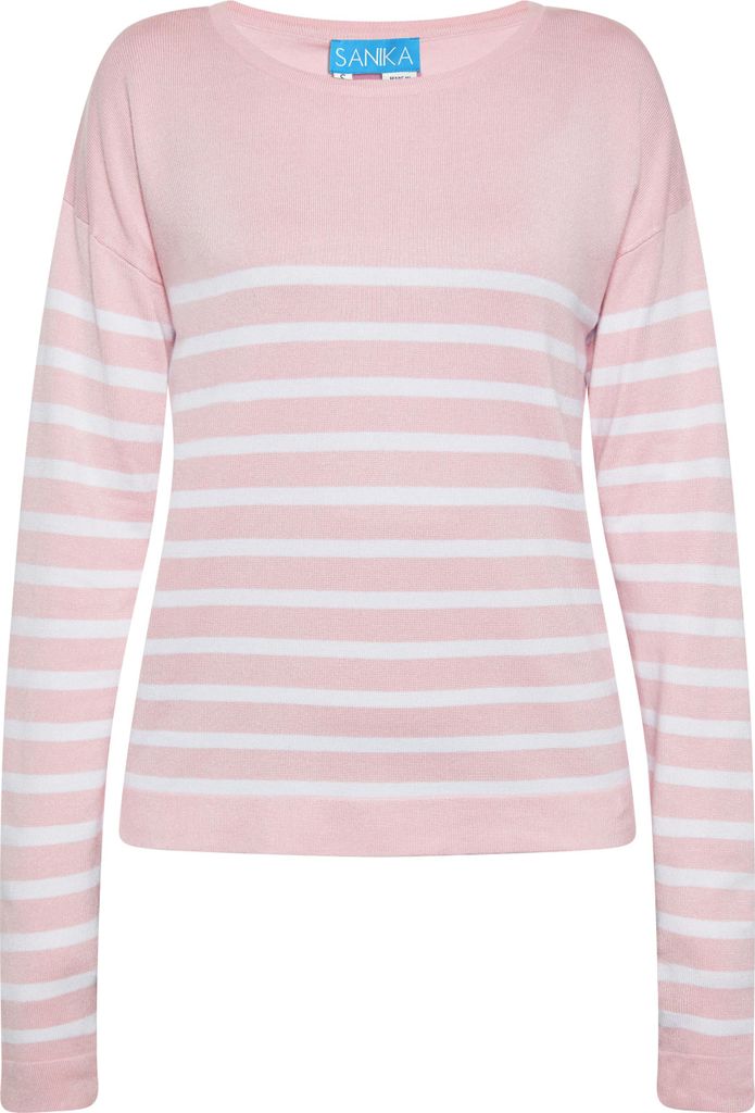 SANIKA damen pullover - hellrosa weiss, XL
