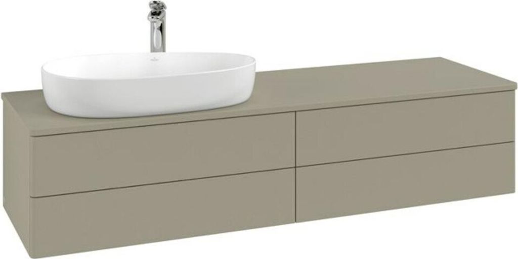 V&B Waschtischunterschrank mit Frontstruktur -Beleuchtung Antao 160x50cm, HL, WBP Lac, lea gre. m Lac