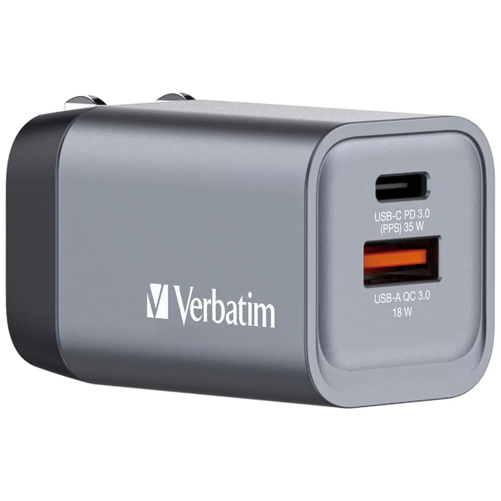 Verbatim 32200 Caricabatterie GNC-35 GaN 2 porte 35W USB A/C (UE/UK/USA)