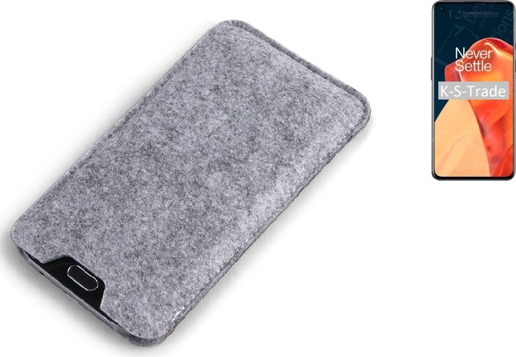 K-S-Trade Filz Handyhülle kompatibel mit OnePlus 9R 5G Schutzhülle Filztasche Filz Tasche Case Sleeve Handy Hülle Filzhülle grau