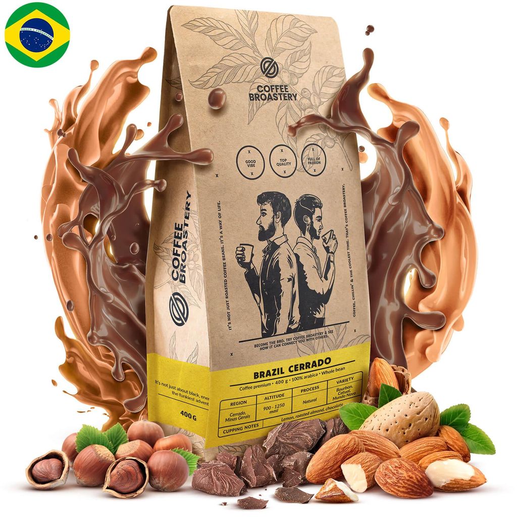 Coffee Broastery - Kaffeebohnen Brazil Cerrado Spezialitätenkaffee 400g - Frisch Geröstet - 100% Arabica - Schokolade, Mandeln - Ganze Bohnen