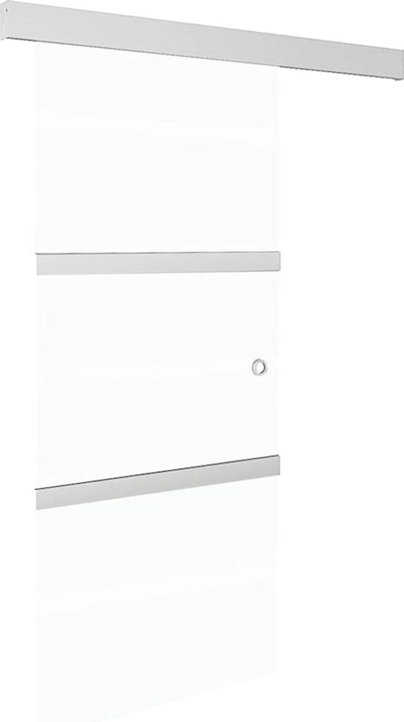A sliding glass door with aluminum frames against a white background.