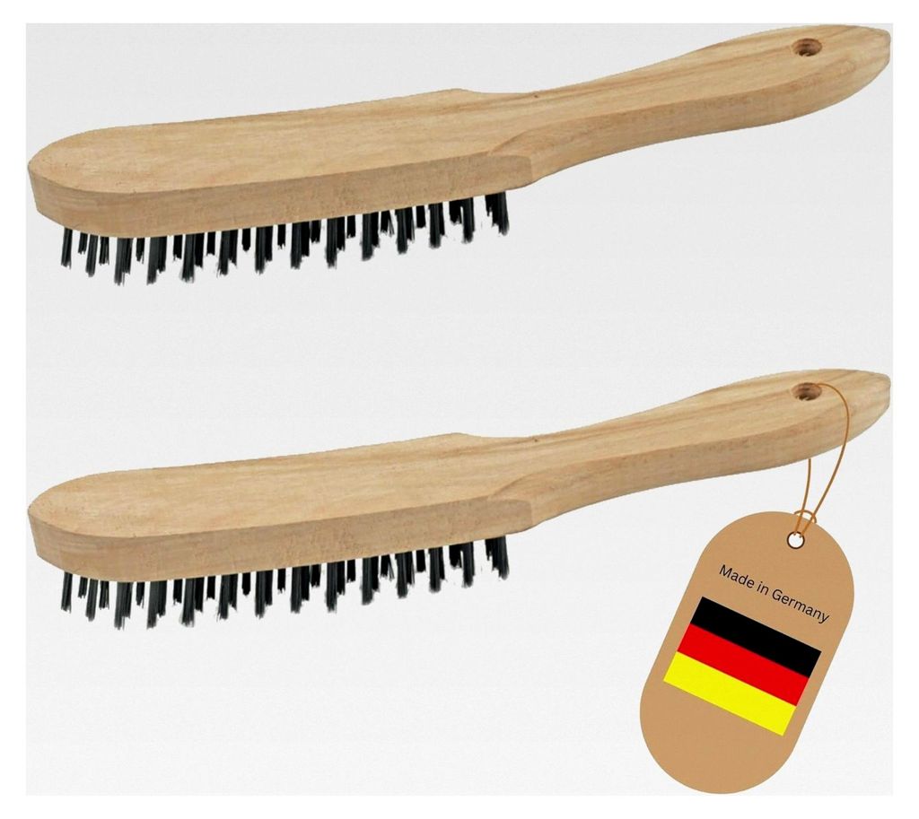 2 Drahtbürsten I 6-reihig I 27 cm lang I mit Holzgriff I Grillbürsten