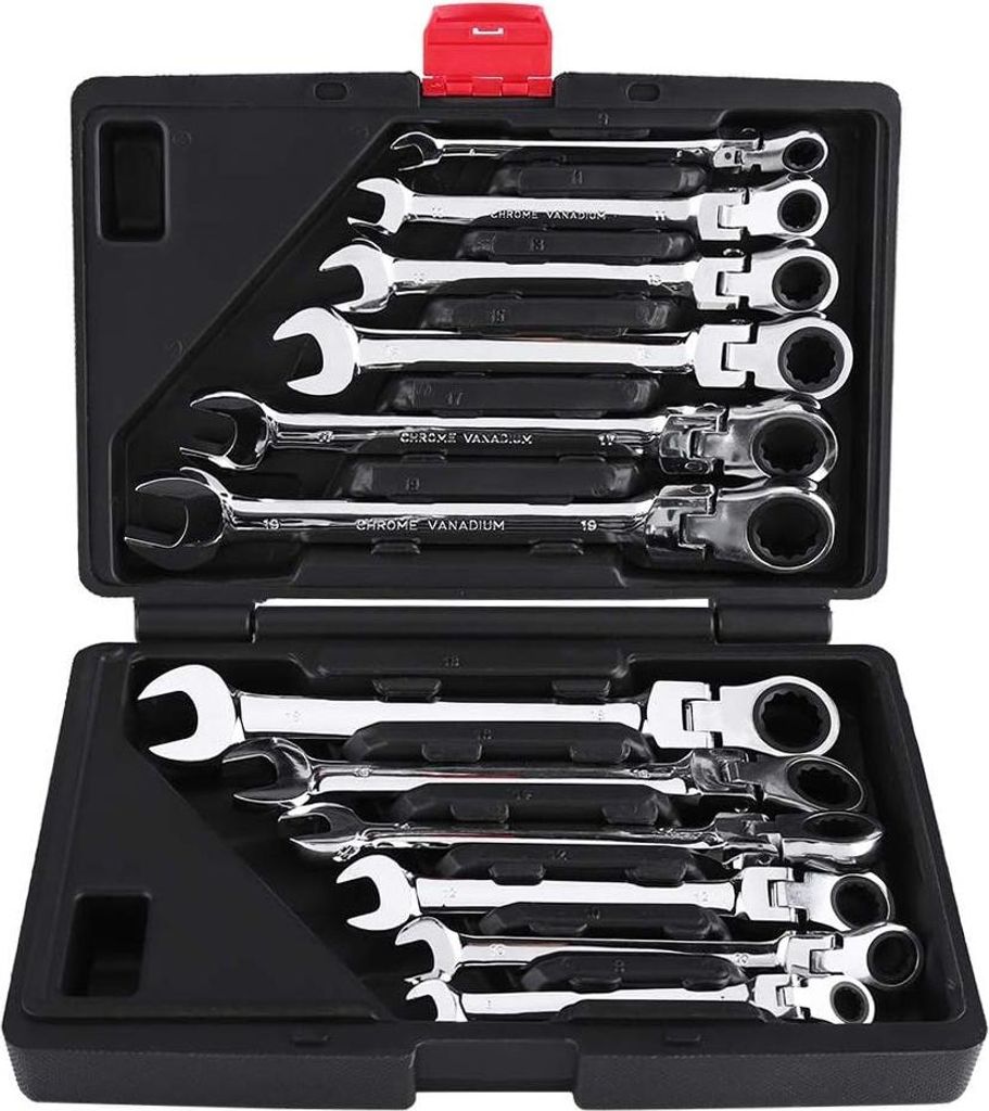12-teiliges Ratschenschlüssel-Werkzeugset - flexibler Ratschenschlüssel - Garagenreparaturwerkzeug