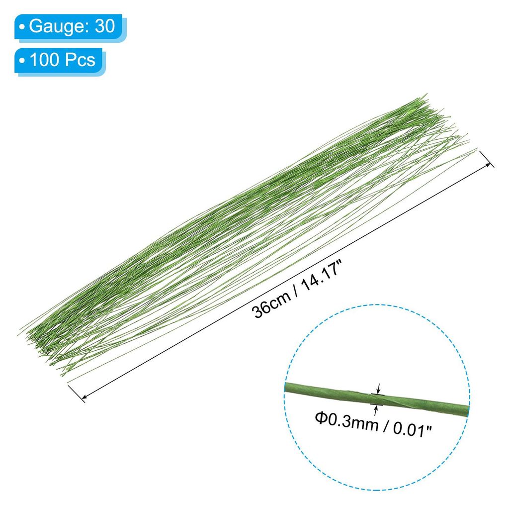 Blumenstiel Draht 36cm, 30 Spurweite 14" Blumendraht 100 Stk Papier Gewickelt Eisen Kunstblume Stiel Zubeh?r fš¹r Heimwerker Blumenstrau? Stiel u...