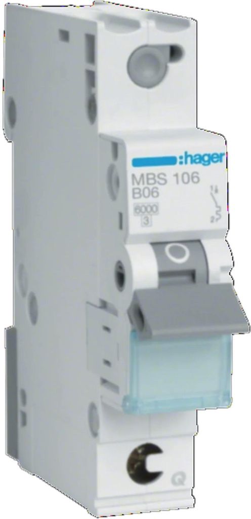 Hager Leitungsschutzschalter MBS106 1polig 6kA B-6A Produktbild 